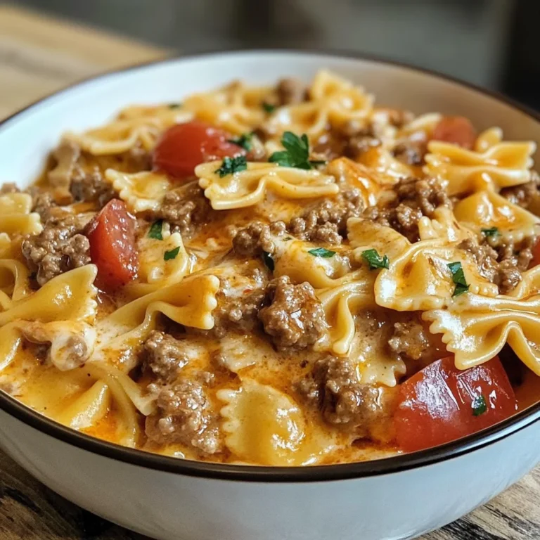 Bowtie Pasta With Creamy Velveeta Beef Sauce
