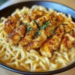 Cafeteria Noodles With Garlic Butter Chicken Bites