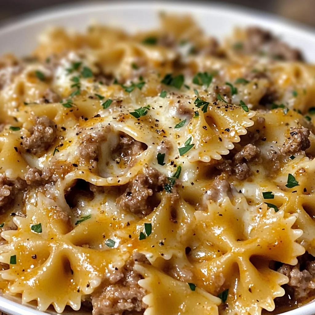 Cajun Garlic Butter Beef And Cheesy Bowtie Pasta