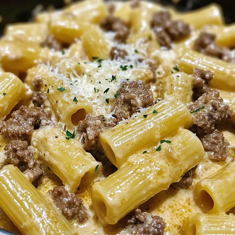 Creamy Beef And Garlic Butter Rigatoni