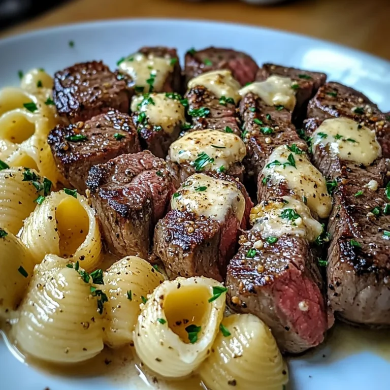 Garlic Butter Steak Bites & Creamy Parmesan Shells