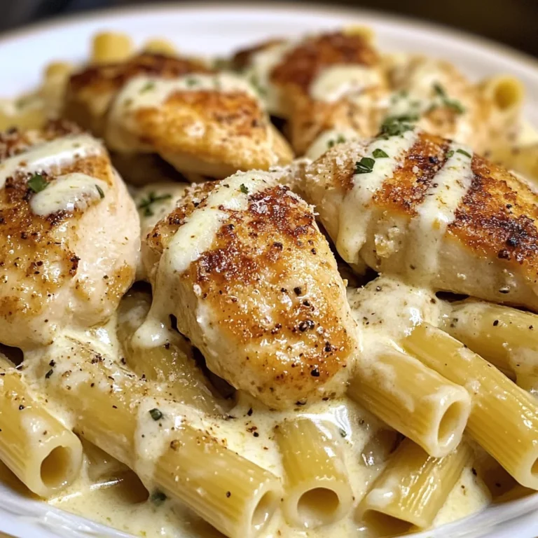 Garlic Parmesan Chicken With Creamy Rigatoni Pasta