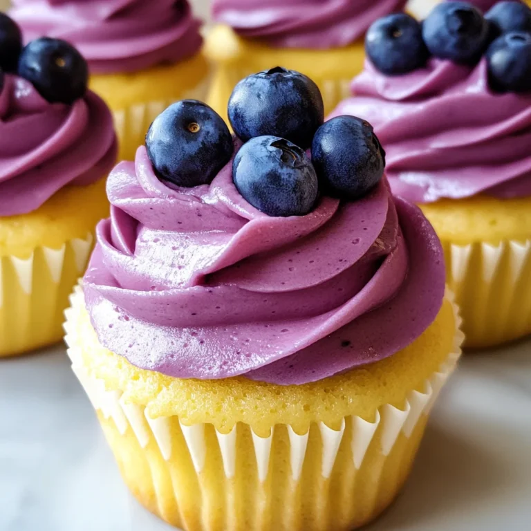 Lemon Blueberry Cupcakes with Blueberry Buttercream Frosting