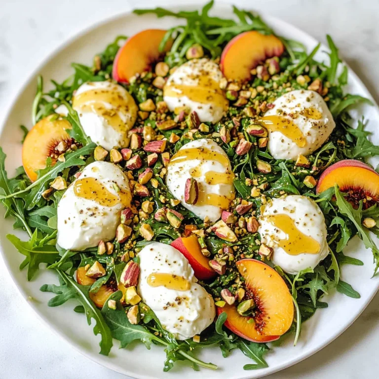 Peach Burrata Arugula Salad