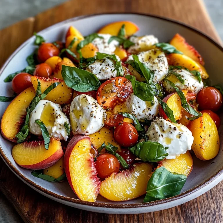 Peach Burrata Salad With Cchicken hampagne Vinaigrette