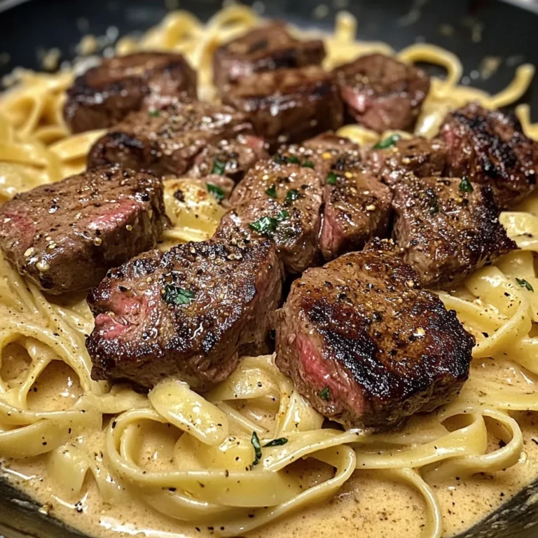 Smoky Cajun Steak Tips Over Velvety Fettuccine