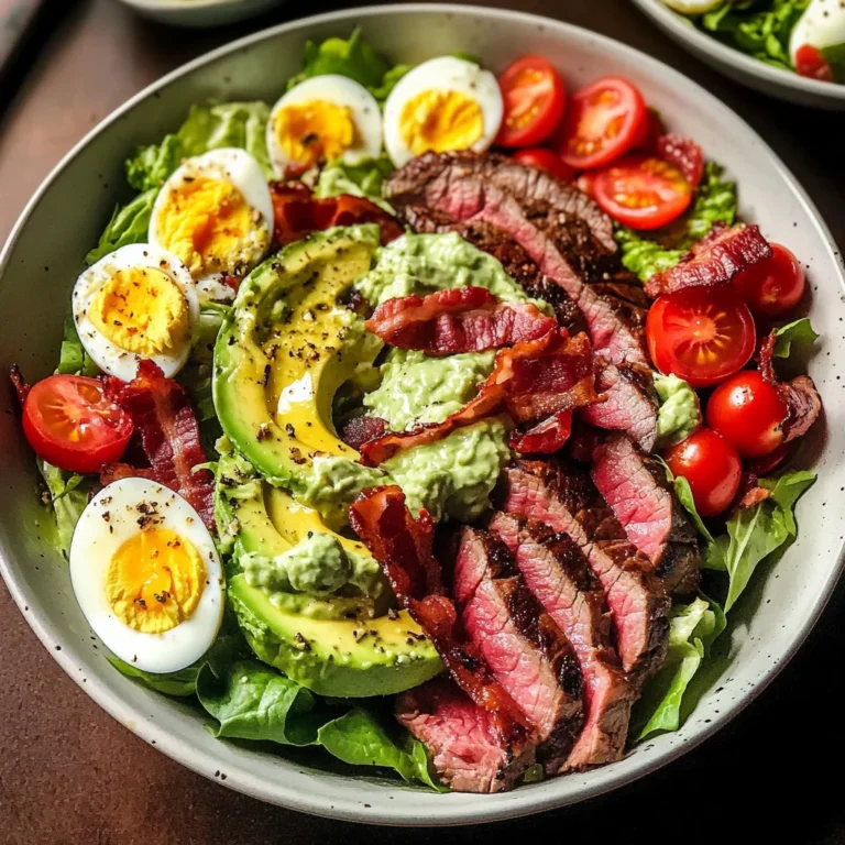 Steak Cobb Salad with Creamy Avocado Dressing {Whole30, Keto}