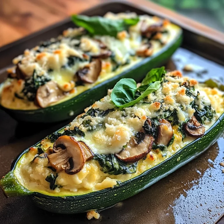 Spinach, Mushroom, and Ricotta Stuffed Zucchini Boats Recipe