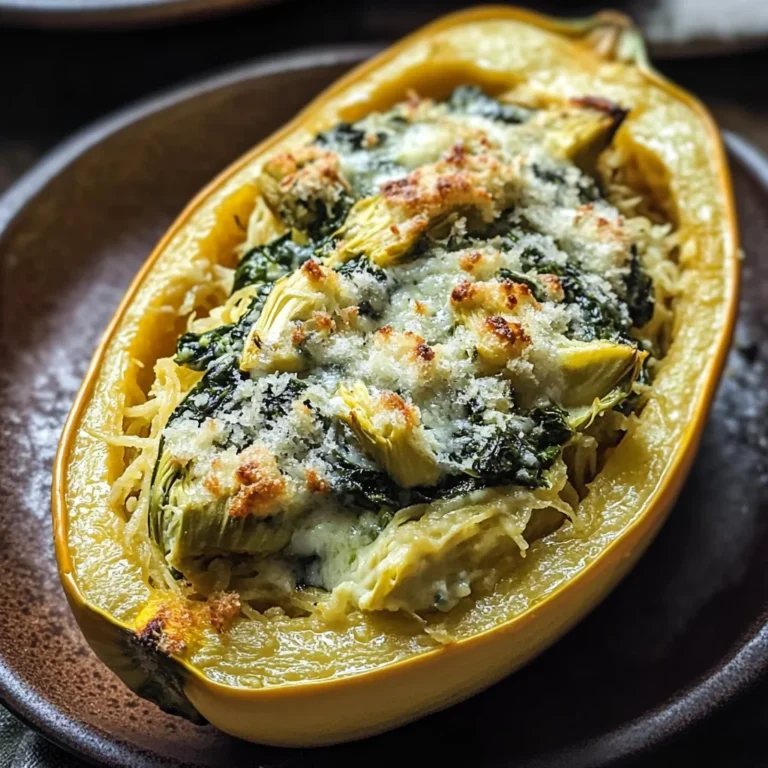 Spinach and Artichoke Stuffed Spaghetti Squash