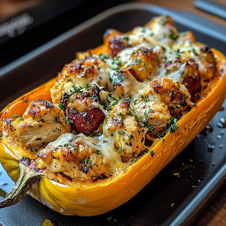 Sweet and Savory Honey Roasted Butternut Squash Stuffed with Chicken