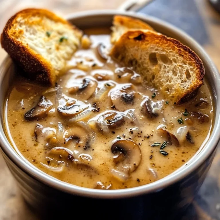Creamy French Onion and Mushroom Soup.