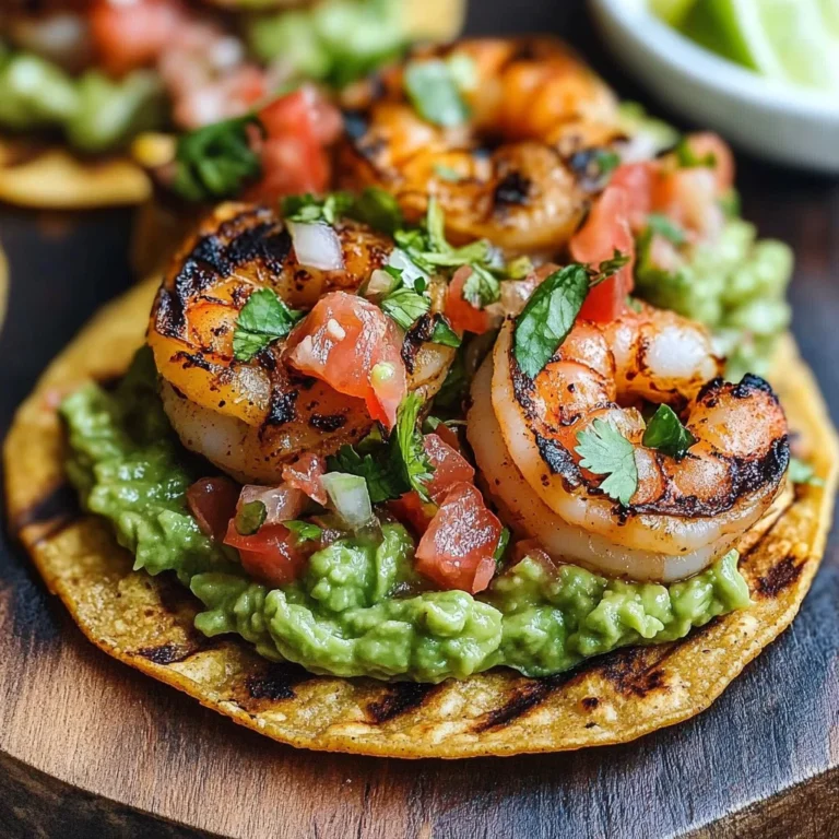 Grilled Shrimp Tostadas with Guacamole & Pico de Gallo