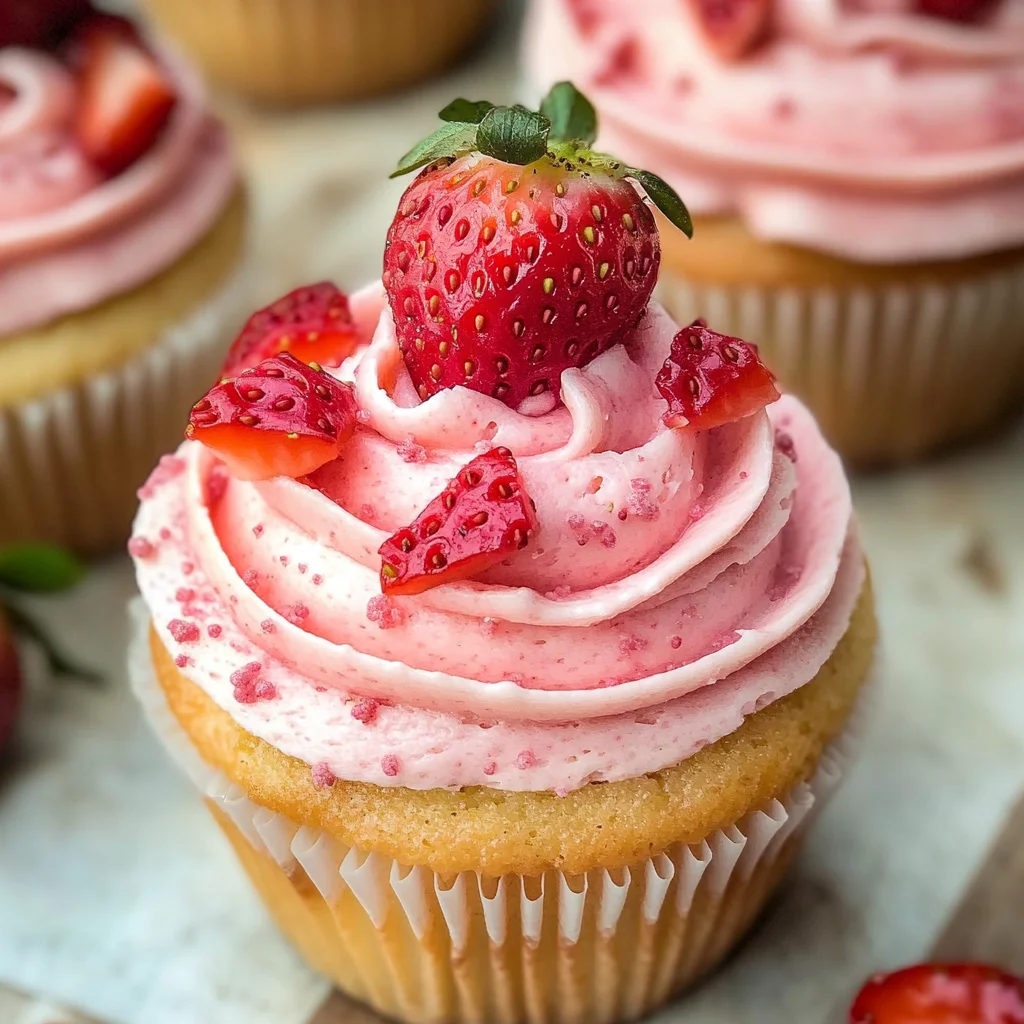 Strawberry Cupcakes with Strawberry Buttercream Frosting